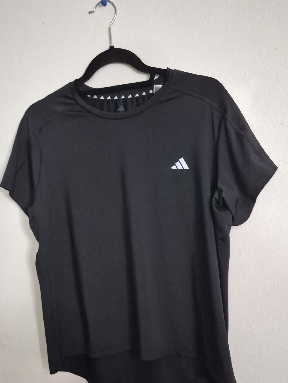 adidas Black Short-Sleeve Crew Tee with White Logo